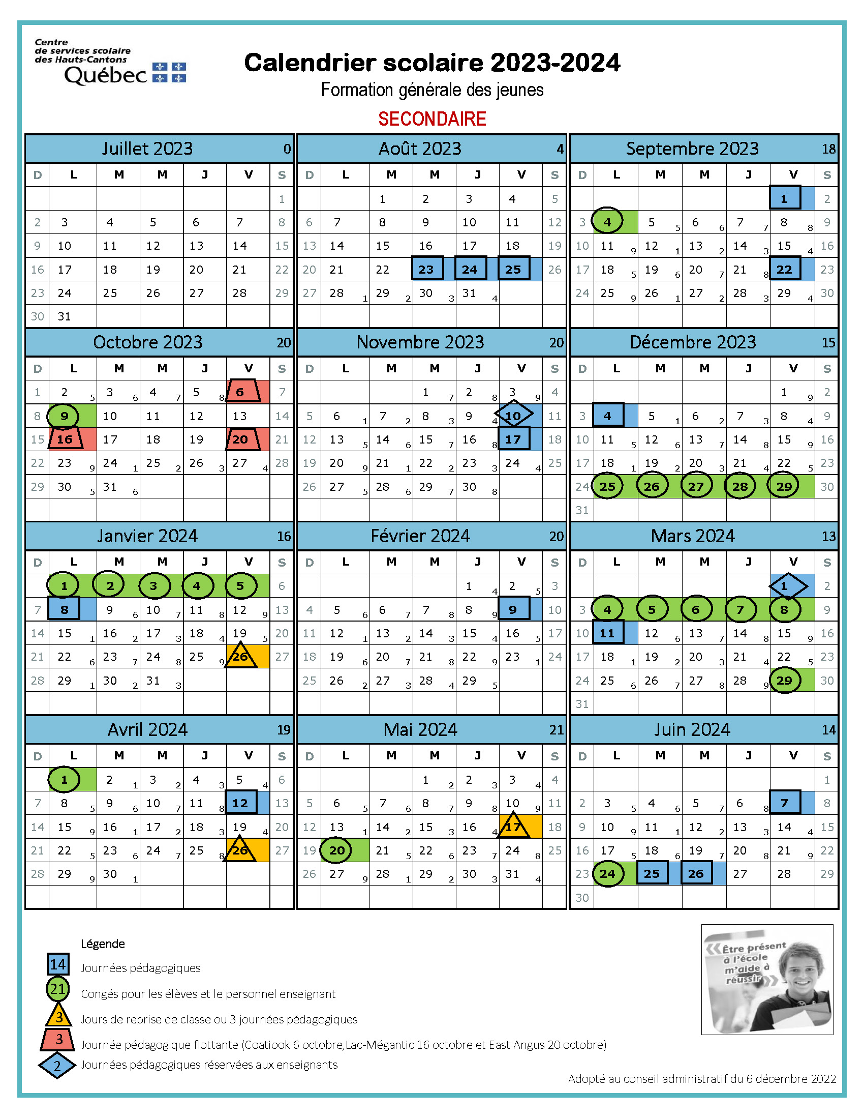 Calendrier CSHC Polyvalente Montignac